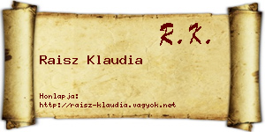 Raisz Klaudia névjegykártya